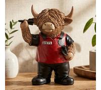 Animal Crackers Hughie Highland Cow 'bullseye' Dart Player Figurine By Lesser And Pavey