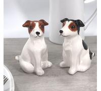Animal Crackers Jack Russell Terrier Ceramic Salt & Pepper Shaker Set in White Animal Crackers White