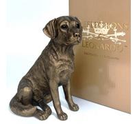LEONARDO Bronze effect sitting Labrador figurine from the Reflections Bronzed range, in gold gift box