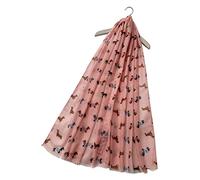 Animal Crackers Ladies Dachshund design scarf, lightweight cotton mix fabric in choice of styles and colours, a lovely Dog lover novelty gift and stocking filler (Dog in Stripy Coat on Pink)
