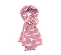 Animal Crackers Ladies Dachshund design scarf, lightweight cotton mix fabric in choice of styles and colours, a lovely Dog lover novelty gift and stocking filler (White Dog on Pink)