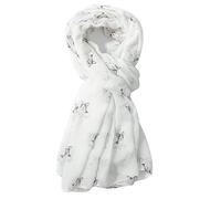 Animal Crackers Ladies French Bulldog design scarf, lightweight cotton mix fabric in choice of styles and colours, a lovely Dog lover novelty gift and stocking filler (Black & white dog on white)