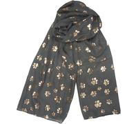 Animal Crackers Ladies Rose Gold Paw Print design scarf, lightweight cotton mix fabric in choice of colours (Navy, Wine, Grey or Black), a lovely Dog or Cat lover novelty gift (Grey)