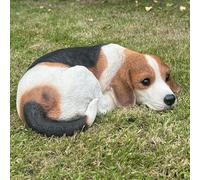 Animal Crackers Large super realistic laying Dog figurine home or garden decoration, pet loss gift, memorial or grave marker (Beagle)