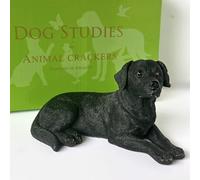 Animal Crackers Laying Black Labrador Dog figurine from the Dog Studies Collection, 16.5cm, gift boxed