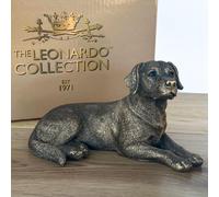 Animal Crackers Laying Labrador figurine from the Leonardo Reflections Bronzed range, 16.5cm, gift boxed