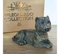 Animal Crackers Laying West Highland Terrier 'Westie' Dog figurine from the Leonardo Reflections Bronzed range, gift boxed