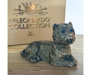 Animal Crackers Laying West Highland Terrier 'Westie' Dog figurine from the Leonardo Reflections Bronzed range, gift boxed