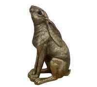 Animal Crackers Leonardo Moongazing Hare bronze effect figurine from the Reflections Bronzed range, comes in a Leonardo quality gold gift box, height 18cm