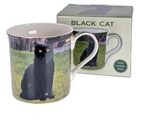 Animal Crackers Leonardo Quality Black Cat Fine China Mug With All Round Print, In Coloured Gift Box