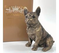Animal Crackers Leonardo Reflections Bronzed Dog figurines in a range of Dog Breeds, realistic bronze finish in a quality gold gift box, or collectable (French Bulldog)