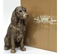 Animal Crackers Leonardo Reflections Bronzed Dog figurines in a range of Dog Breeds, realistic bronze finish in a quality gold gift box, or collectable (Spaniel)