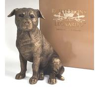 Animal Crackers Leonardo Reflections Bronzed Dog figurines in a range of Dog Breeds, realistic bronze finish in a quality gold gift box, or collectable (Staffordshire Bull Terrier)