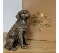 Animal Crackers Leonardo Reflections Bronzed Dog figurines in a range of Dog Breeds, realistic bronze finish in a quality gold gift box, or collectable (Retriever)