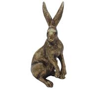 Animal Crackers Leonardo Reflections Bronzed Hare figurine in a choice of classic poses, in gold Leonardo gift box, great wildlife lover collectable gift (Alert Hare)