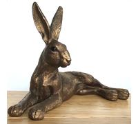 Animal Crackers Leonardo Reflections Bronzed Large Laying Hare Figurine, Gift Boxed in Bronze Animal Crackers Bronze