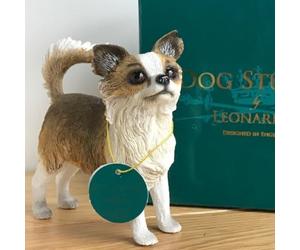 Animal Crackers Long-Haired Chihuahua Dog figurine from the Dog Studies range, gift boxed dog lover collectible. Height 11cm.