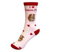 Animal Crackers Love Animals socks, with cute Guinea Pig and hearts pattern and ‘I love Guinea Pigs‘ wording, quality cotton mix, ladies one size (UK 4-7) (Guinea Pigs, Cotton Blend)