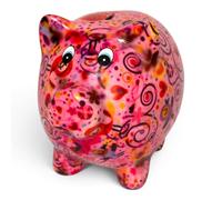 Animal Crackers 'Love Cats' ceramic Cat figurine with hearts design by Pomme Pidou, modern home decoration, Cat lover gift or collecatable, gift boxed (Pig - Large, Pink)