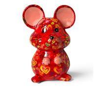 Animal Crackers 'Love Cats' ceramic Cat figurine with hearts design by Pomme Pidou, modern home decoration, Cat lover gift or collecatable, gift boxed (Mouse - Orange)