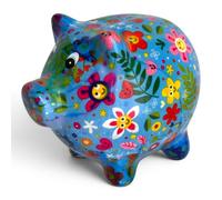 Animal Crackers 'Love Cats' ceramic Cat figurine with hearts design by Pomme Pidou, modern home decoration, Cat lover gift or collecatable, gift boxed (Pig - Large, Blue)