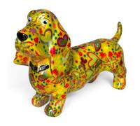 Animal Crackers 'Love Cats' ceramic Cat figurine with hearts design by Pomme Pidou, modern home decoration, Cat lover gift or collecatable, gift boxed (Basset Hound - Yellow)