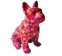Animal Crackers 'Love Cats' ceramic Cat figurine with hearts design by Pomme Pidou, modern home decoration, Cat lover gift or collecatable, gift boxed (French Bulldog - Red Hearts)