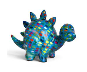 Animal Crackers 'Love Cats' ceramic Cat figurine with hearts design by Pomme Pidou, modern home decoration, Cat lover gift or collecatable, gift boxed (Dinosaur - Blue)