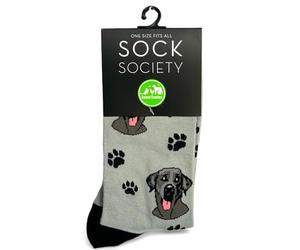 Animal Crackers 'Love Dogs' BLACK LABRADOR Dog Breed Socks, plush 80% cotton fabric.