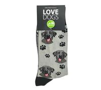 Animal Crackers LOVE DOGS Black Labrador Dog Breed Socks, plush 80% cotton fabric, Men's or Women's sizes