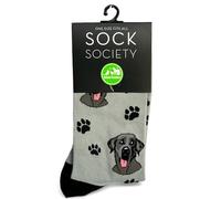 Animal Crackers LOVE DOGS Black Labrador Dog Breed Socks, plush 80% cotton fabric, Men's or Women's sizes
