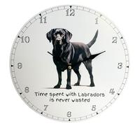 Animal Crackers 'Love Dogs' Dog Breed design wall clock with 'Time Spent With Labradors Is Never Wasted' slogan, 33cm diameter, gift boxed, great Dog lover gift (Black Labradors)