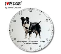 Animal Crackers 'love Dogs' Dog Breeds Clock With 'time Spent With Border Collies Is Never Wasted' Wording