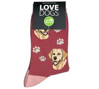 Animal Crackers LOVE DOGS Golden Labrador Dog Breed Socks, plush 80% cotton fabric, Men's or Women's sizes (UK, Alpha, One Size, Regular, Regular, Women's, Dusky Pink)