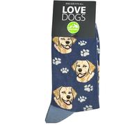 Animal Crackers 'Love Dogs' GOLDEN LABRADOR Dog Breed Socks, plush 80% cotton fabric, Men's or Women's sizes (UK, Alpha, One Size, Regular, Regular, Men's, Blue)