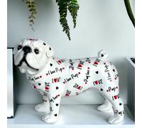 Animal Crackers Love Dogs Pug Figurine, Love Pugs Text & Hearts Design, 23Cm
