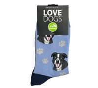 Animal Crackers 'Love Dogs' STAFFORDSHIRE BULL TERRIER Dog Breed Socks, plush 80% cotton fabric, Men's or Women's sizes (UK, Alpha, One Size, Regular, Regular, Women's, Lilac)