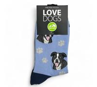 Animal Crackers 'Love Dogs' STAFFORDSHIRE BULL TERRIER Dog Breed Socks, plush 80% cotton fabric, Men's or Women's sizes (UK, Alpha, One Size, Regular, Regular, Women's, Lilac)