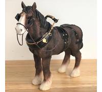 Animal Crackers Medium Bay Shire Cart Heavy Horse In Harness Figurine, Gift Boxed Animal Crackers Multicolor