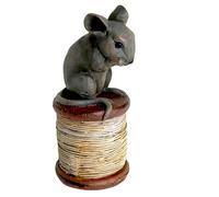 Animal Crackers Mouse On Cotton Reel Figurine Sewing Or Mouse Lover Gift Animal Crackers Multicolor