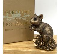 Animal Crackers Mouse With Berry Figurine From The Leonardo Reflections Bronzed Range, Gift Boxed