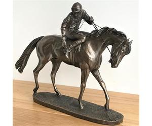 Animal Crackers On Parade Race Horse & Jockey sculpture by David Geenty, Solid Cold Cast Bronze Home Decor