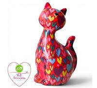 Animal Crackers Pomme Pidou 'Beau' the Cat With Love Hearts Pattern Ceramic Figurine Animal Crackers Multicolor