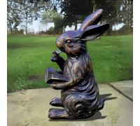 Animal Crackers Rabbit Reading A Book Figurine, Quirky Bronze Effect Home Or Garden Decoration, Height 23Cm, Easter Gift