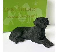 Animal Crackers Realistic Laying Black Labrador Dog Figurine, 16cm, Gift Boxed Animal Crackers Black