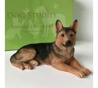 Animal Crackers Realistic Laying German Shepherd Dog Figurine, 18Cm, Gift Boxed