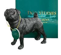 Animal Crackers Realistic standing Black Pug Dog figurine from the Dog Studies range, in coloured gift box, great dog lover collectible gift