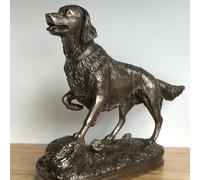 Animal Crackers Retriever on base figurine sculpted in cold cast bronze, quality heavy weight dog lover gift or collectable, boxed