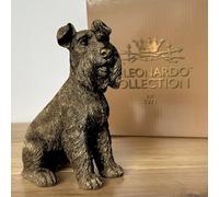 Animal Crackers Schnauzer figurine from the Leonardo Reflections Bronzed range, realistic bronze effect heavy weight resin, in gold gift box, height 17cm