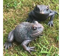 Animal Crackers Set of 2 16cm aged bronze effect Frogs quirky garden pond ornament decoration